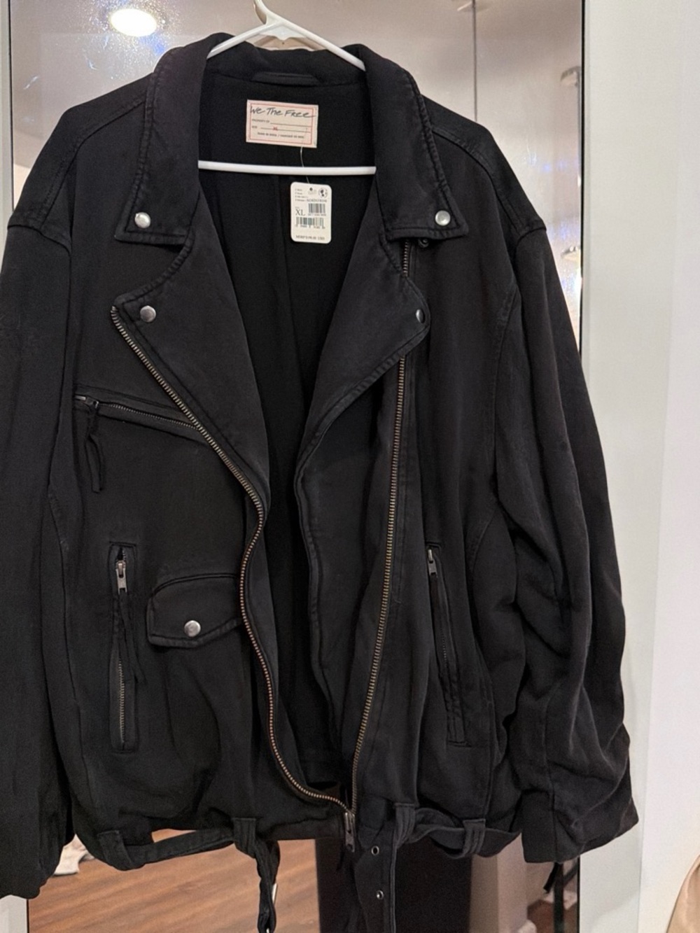 We The Free Washed Black Zip Moto Jacket New with Tags
